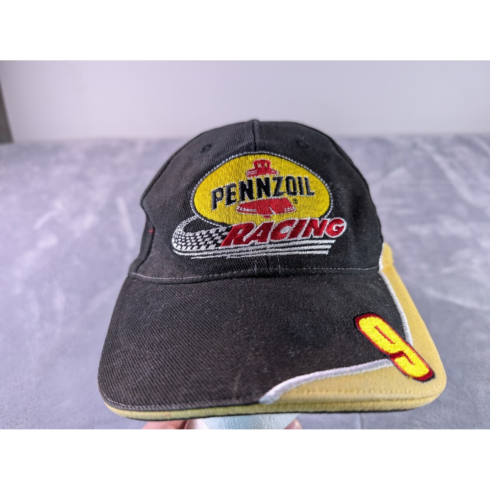Pennzoil Racing Roush Racing NASCAR Hat Black Yellow Number 9 Adjustable Cap